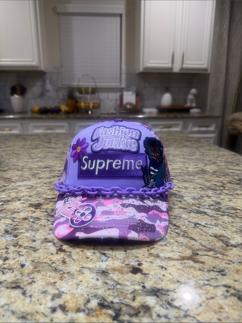 Supreme Purple Fashion Junkie Trucker Hat